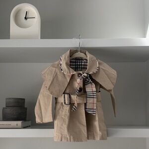Kids Beige Trench Coat with Plaid Lining